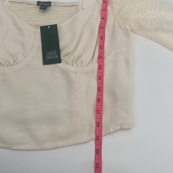 Wild Fable Off White Cropped Long Sleeve Lace Top Size Medium - Picture 9 of 9